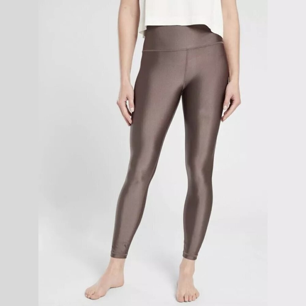 Athleta Elation Shine Tight Leggings in Metallic Bronze 'Coffee House', size S